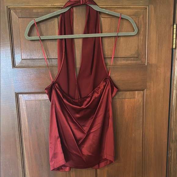 Theory Rich Red Drape Halter Top - Picture 5 of 7